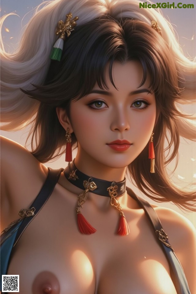 Hentai - Exotic Allure of the Untamed Lands Set.1 20250124 Part 10 No.73c36a A woman with long hair wearing a choker and earrings.
