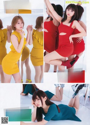 A group of young women sitting on the floor in front of a mirror.